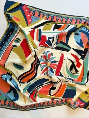 LAFAYETTE 148 NEW YORK multicolor abstract print scarf, 100% silk